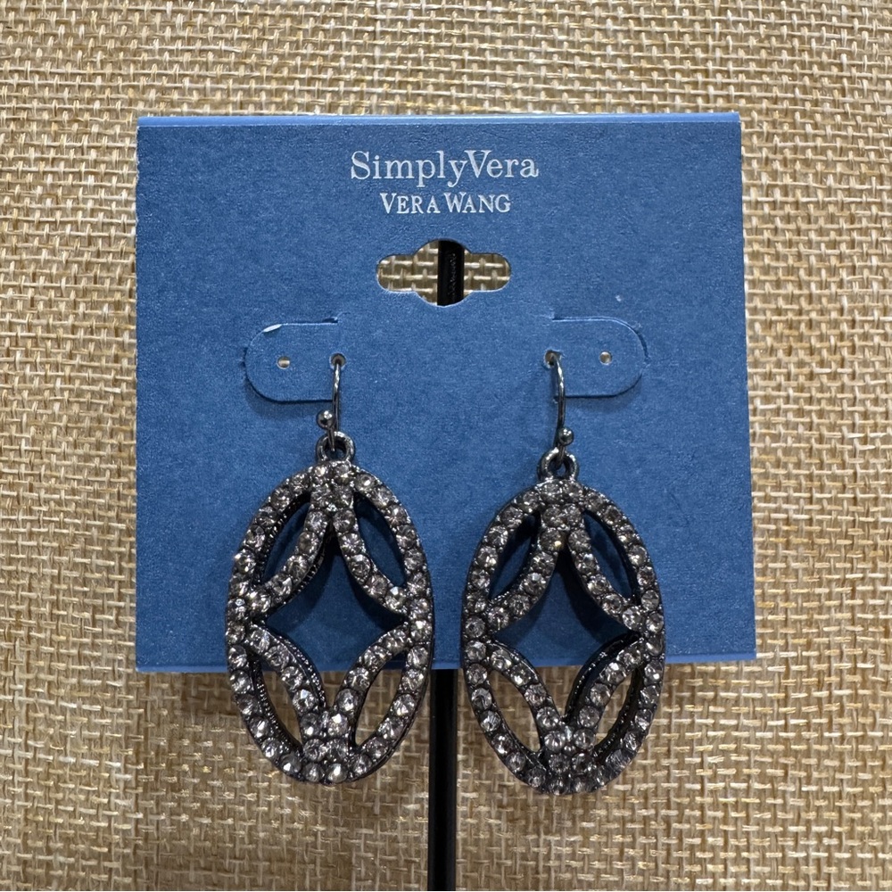 Simply Vera Vera Wang Black Dangle Earrings with Lacy Design - Picture 1 of 3